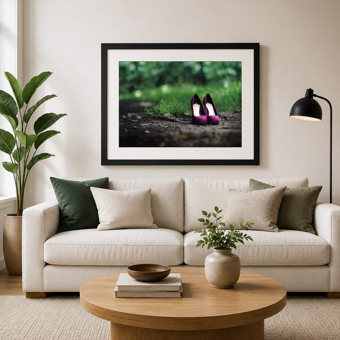 Shoes In The Woods Framed Print