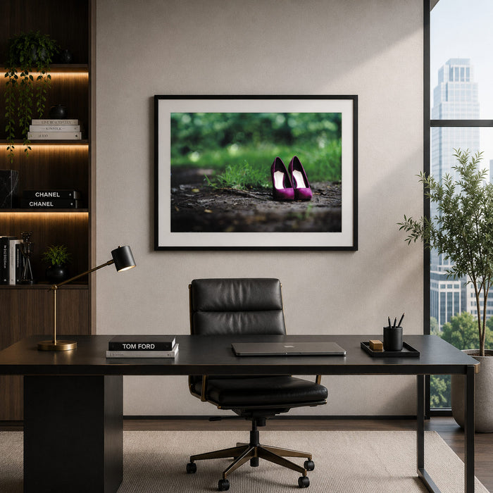 Shoes In The Woods Framed Print