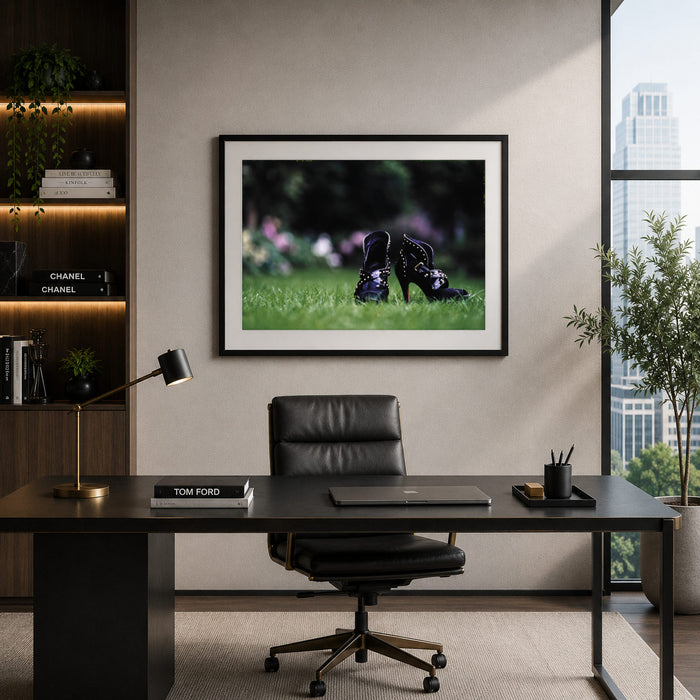 Shoes On The Grass Framed Print