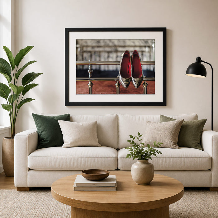 Shoes On The Bed Framed Print