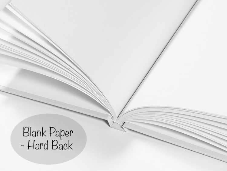 A close up of an open notebook showing pages with blank paper