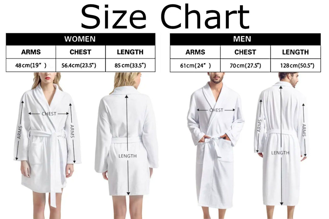 A size chart for dressing gowns